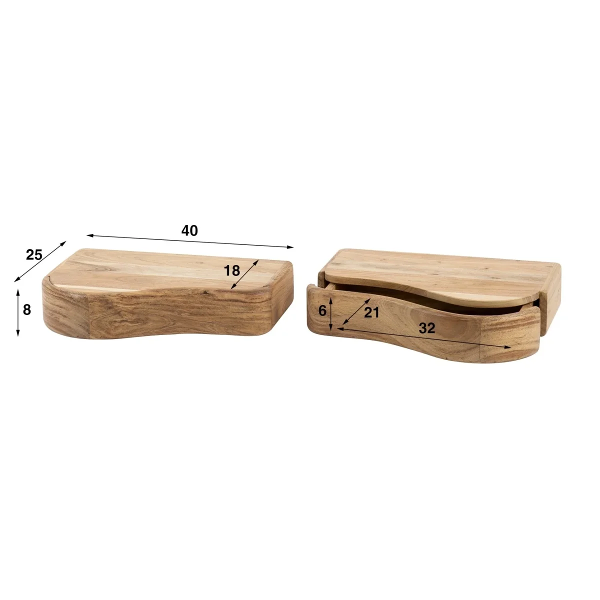 Tables de chevet muraux en acacia Nova L/R (ensemble de 2) – Image 5