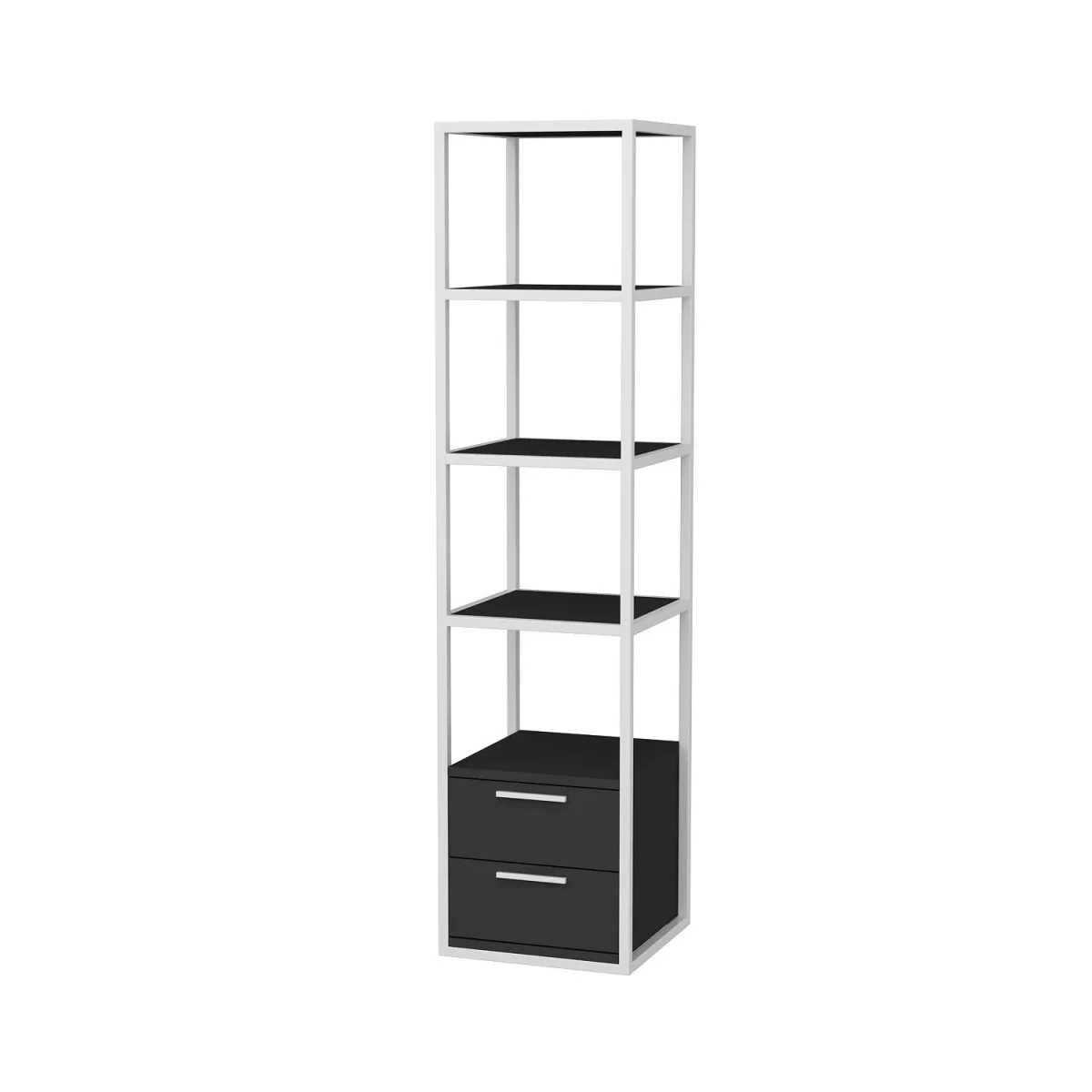 Bibliothèque Robbins blanc blanc anthracite mélamine 39x160x39 cm – Image 4