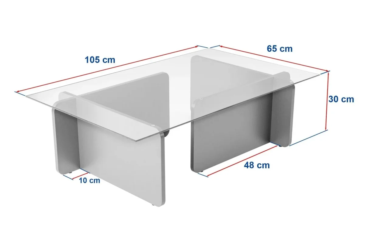 Table basse en mélamine de pin atlantique verre opale 105x65x30 cm – Image 8