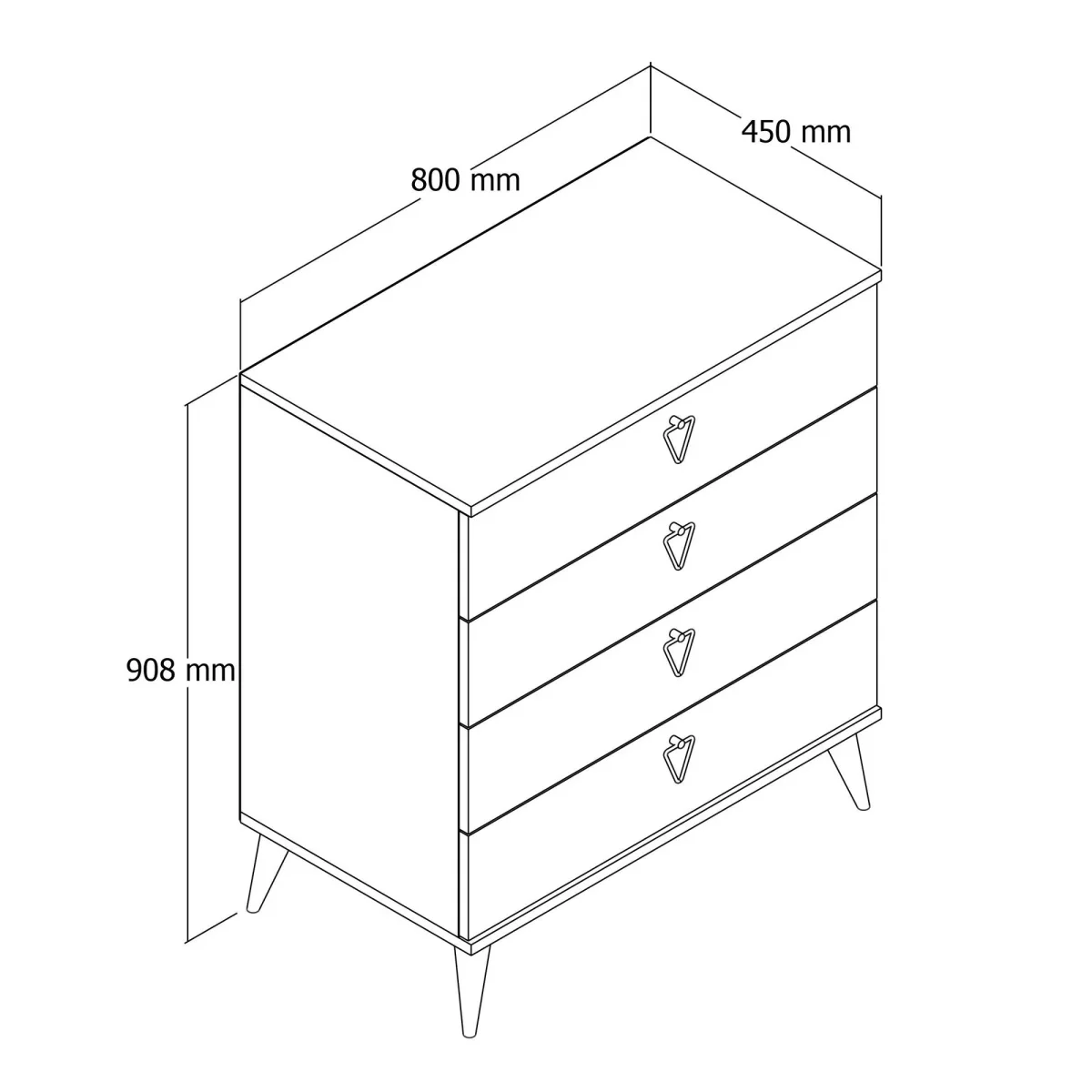 Coffre de tiroirs Versa Oak Mélamine blanche 80x90.8x45 cm – Image 5