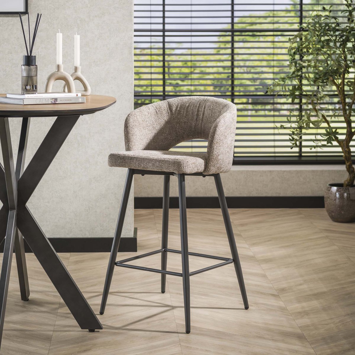 Ensemble de 2 tabourets de bar Alba Tissee Cargo Sable – Image 2