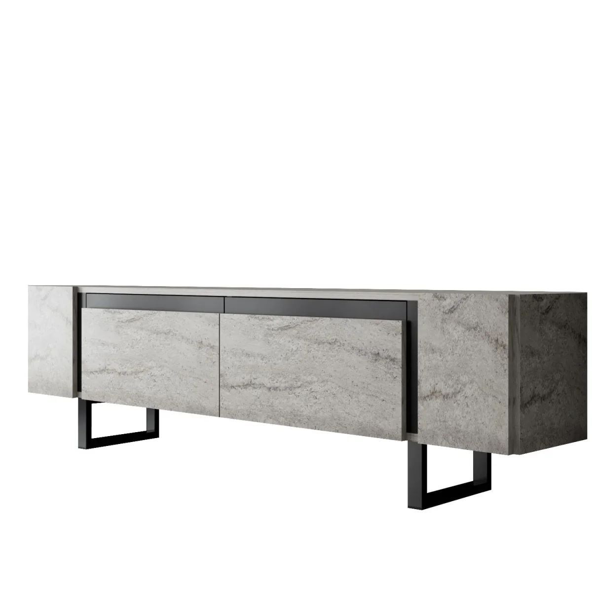Meuble TV en travertin Yildiz 180x50x30 - Cadre noir – Image 7