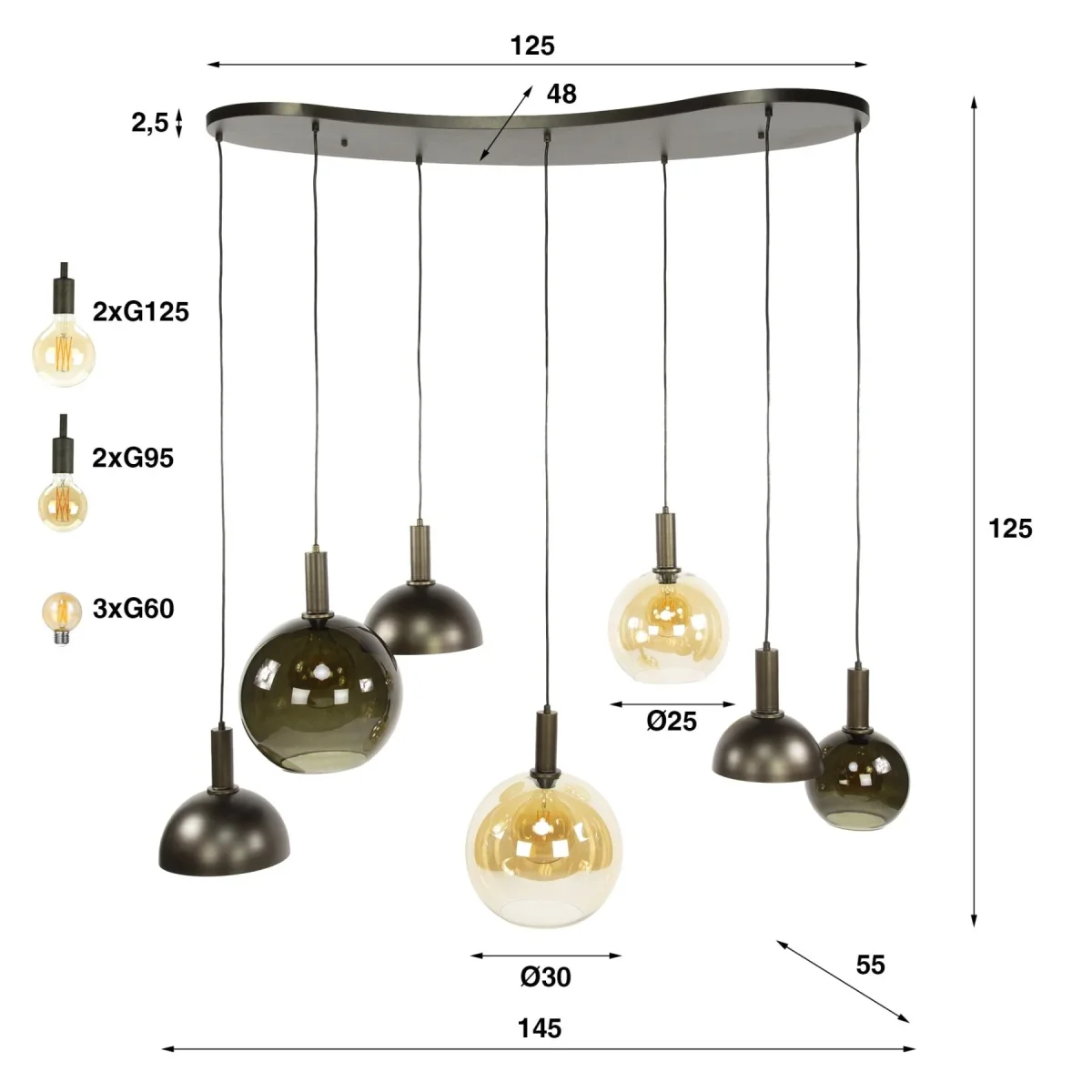 Suspension Cluster Sienna 7 lumières – Marron – Image 7