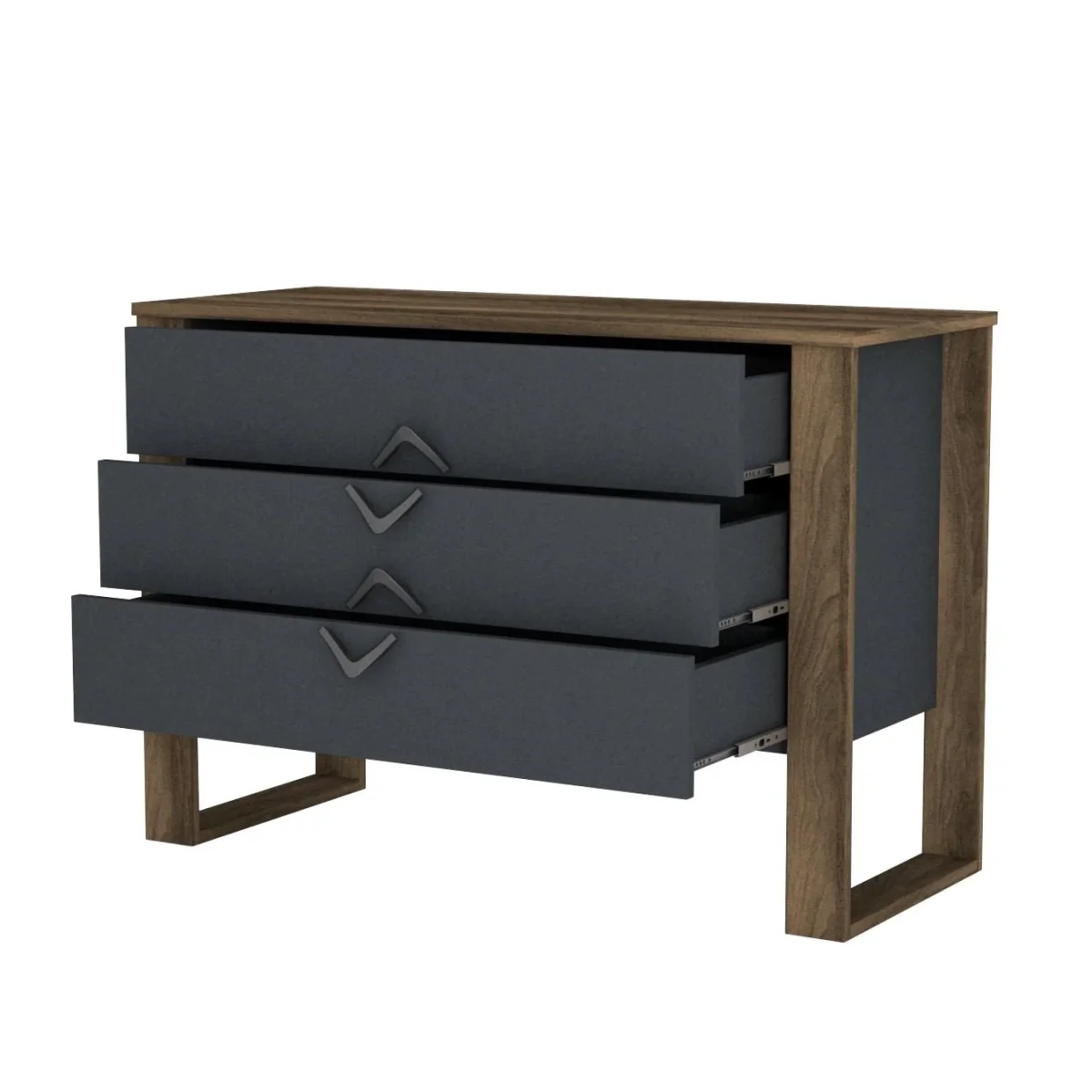 Coffre de tiroirs Bumerang Walnut Anthracite Mélamine 110x76x44.8 cm – Image 7