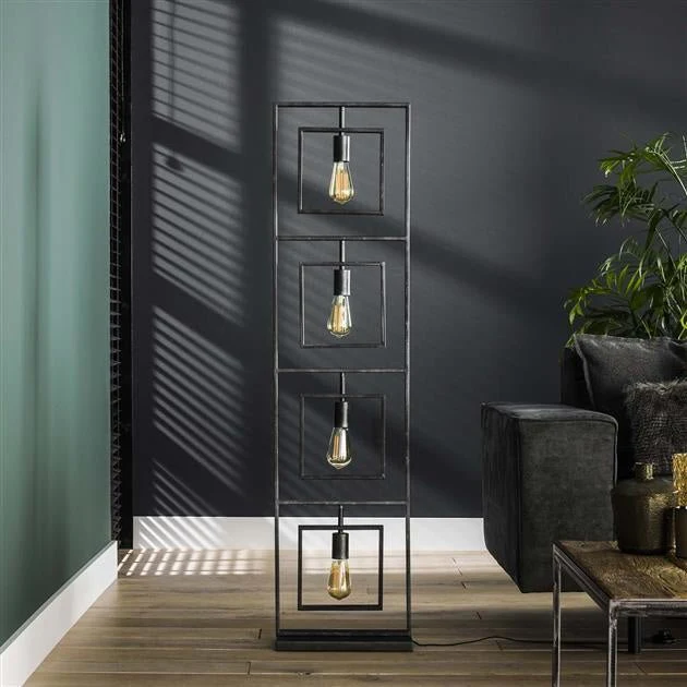 Lampadaire industriel Kody noir 4 lumières – Image 6