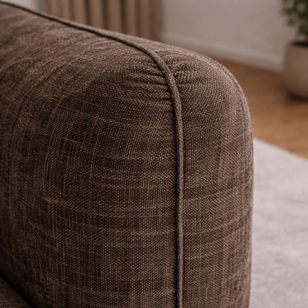 Canapé d'angle chaise longue moka marron tissu structuré Dwayne - droite – Image 6