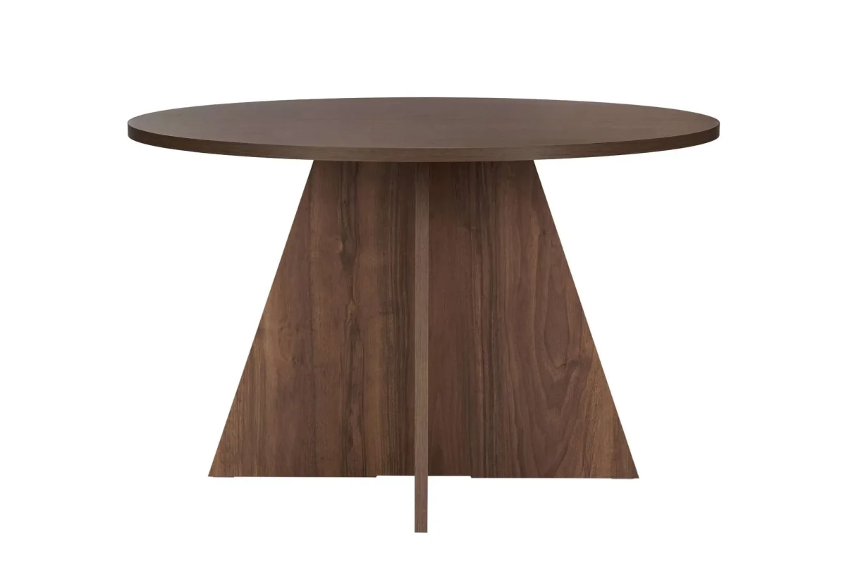 Table à manger ronde Mary en mélamine décor noyer – 125 cm – Image 6