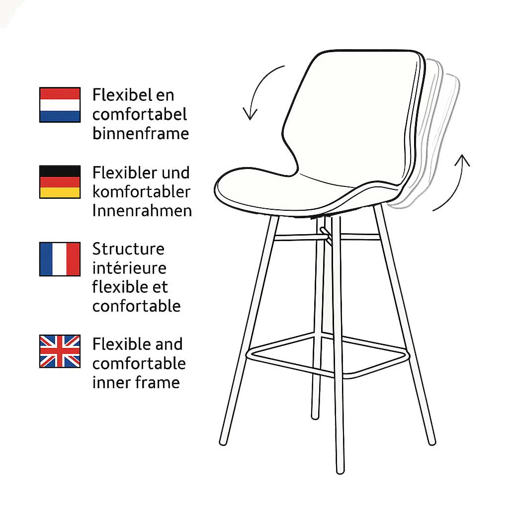 Tabouret de bar Beau 67cm de hauteur d'assise en chenille gris clair – Image 8