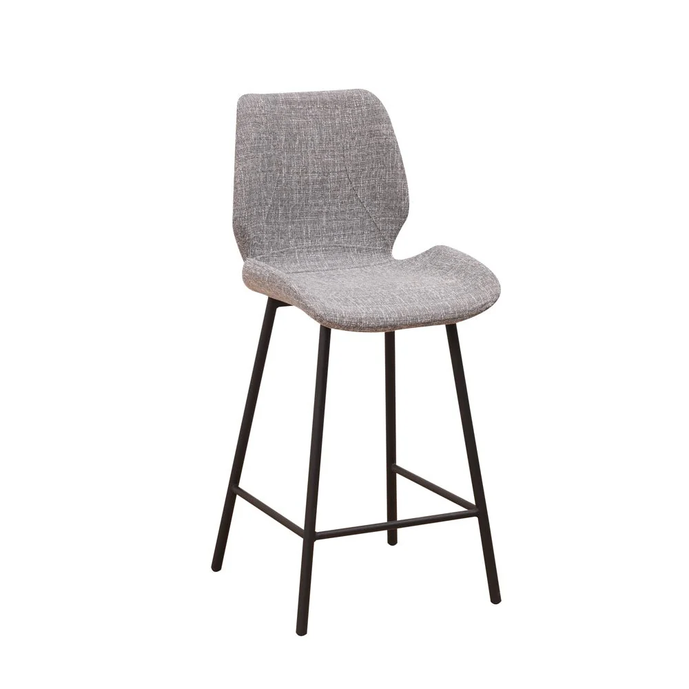 Tabouret de bar Beau 67cm de hauteur d'assise en chenille gris clair – Image 9