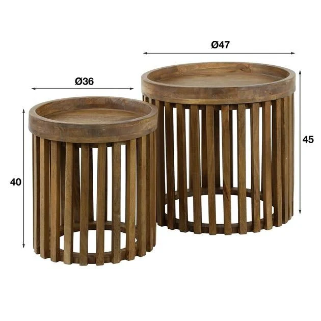 Table d'appoint Ensemble de 2 Hans Bois de Manguier Couleur sable – Image 6