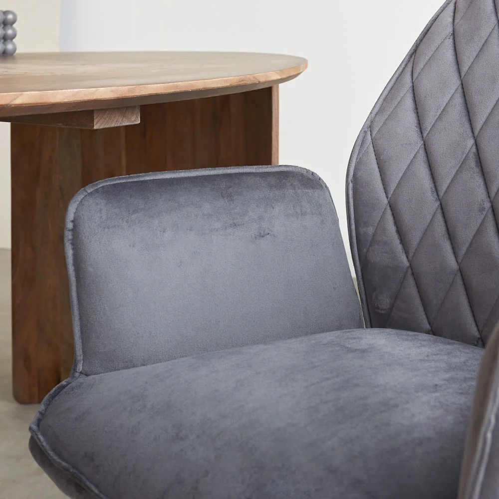 Chaise de salle à manger pivotante Novan en velours anthracite – Image 7