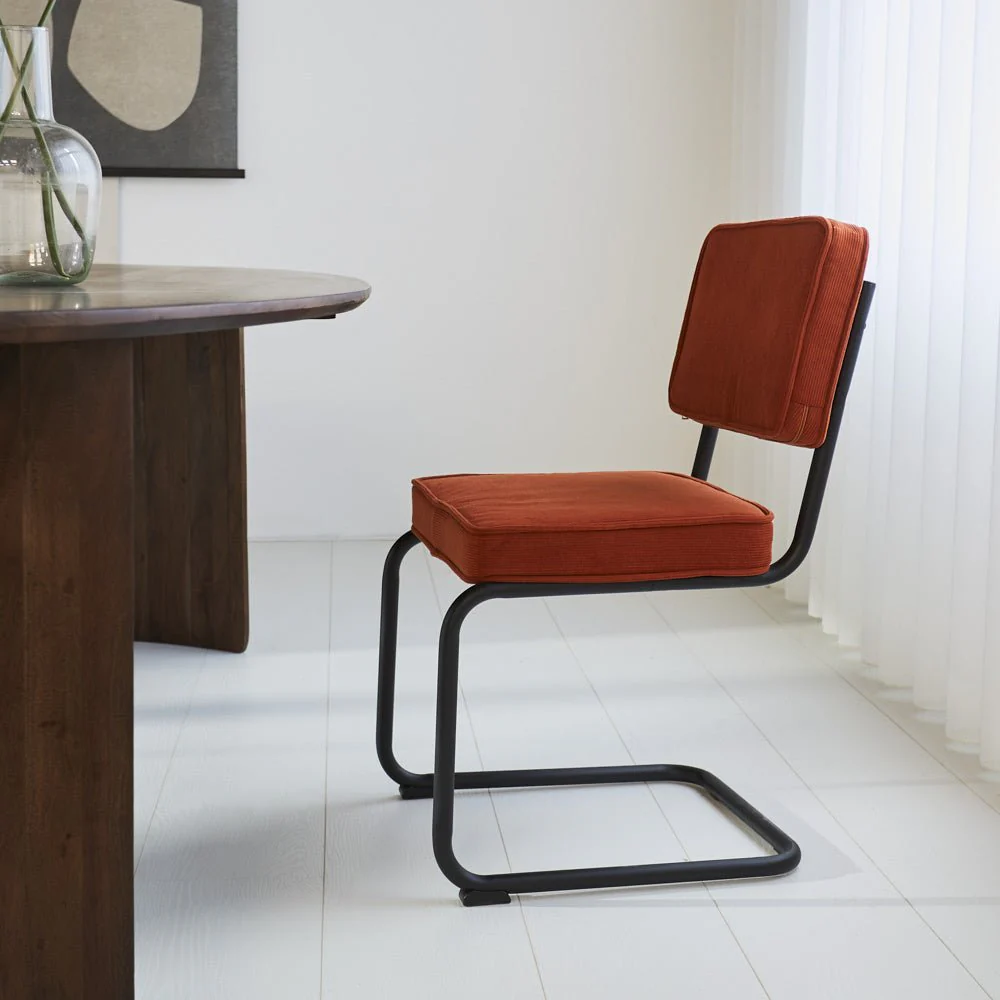 Chaise de salle à manger Remo couleur cuivre en velours côtelé - Sans accoudoirs – Image 3