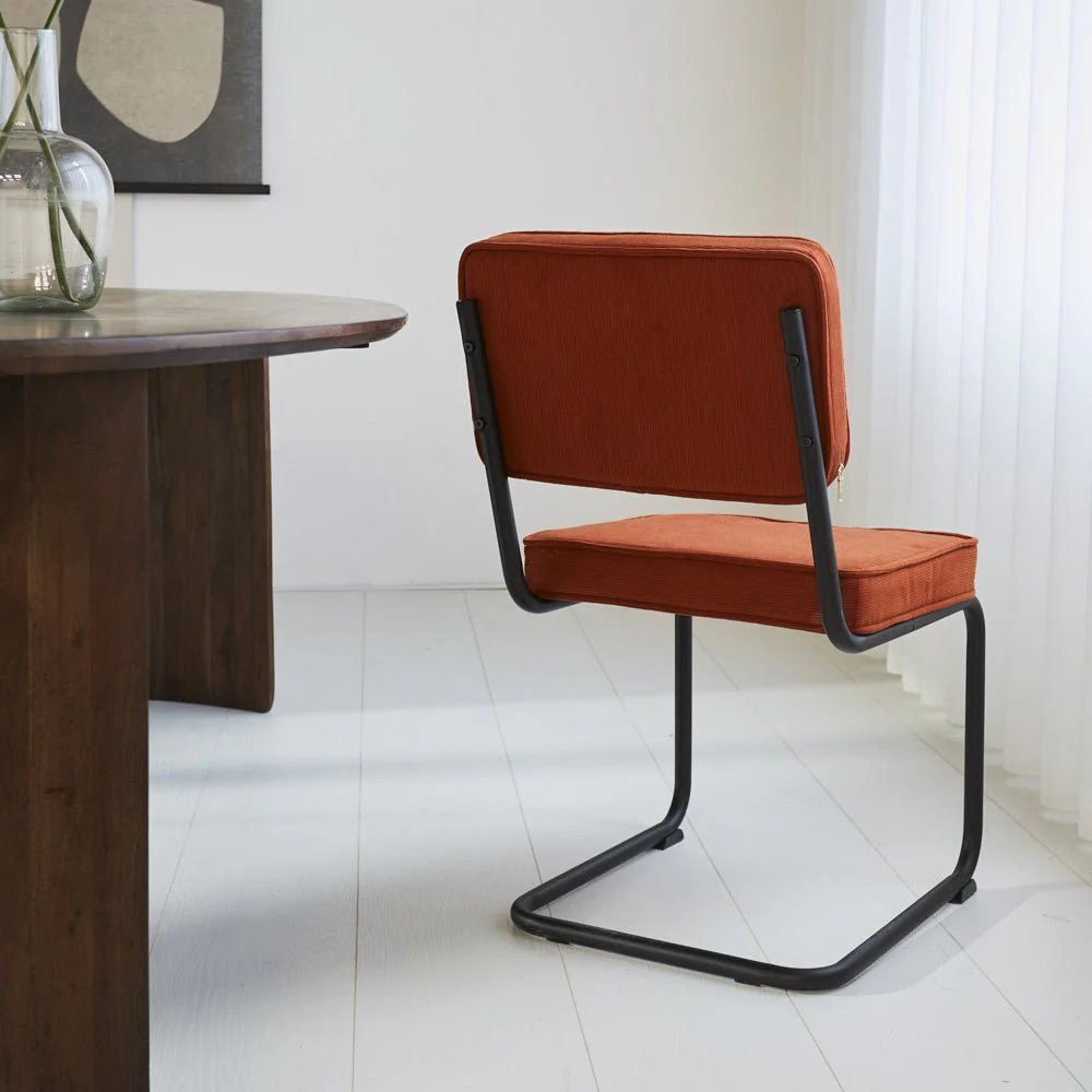 Chaise de salle à manger Remo couleur cuivre en velours côtelé - Sans accoudoirs – Image 4