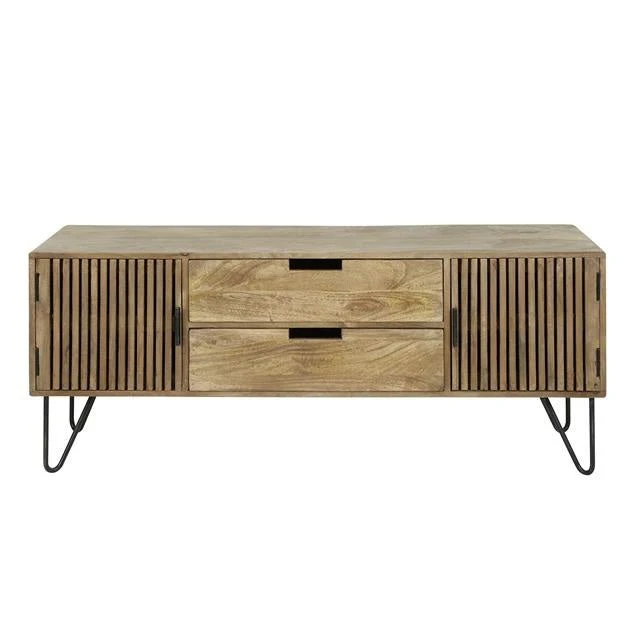 Meuble TV industriel en bois de mangue Tory 135x35x55 cm – Image 6