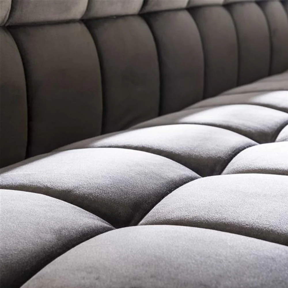 Banquette de salle à manger Lino Velvet Tissu Anthracite 180 cm à carreaux – Image 4