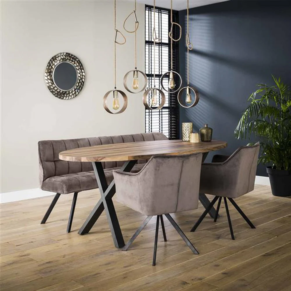 Banquette de salle à manger Lino Velvet Tissu Anthracite 180 cm à carreaux – Image 6