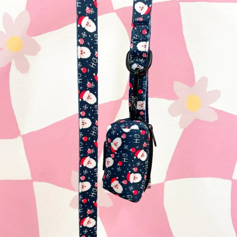 Laisse HoHoHo pour chien Bleu Foncé – Nylon Motif Père Noël – Image 4