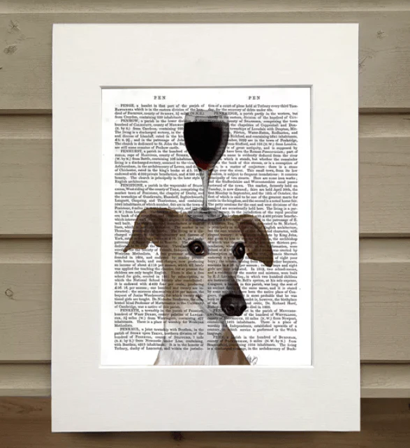 Lévrier Dog au vin - Illustration d'art pour décoration murale