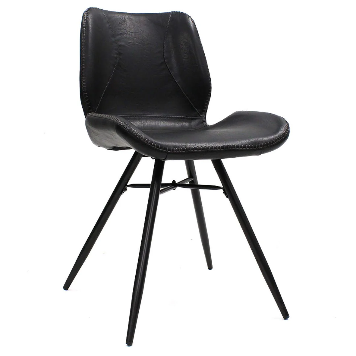 Ensemble de 4 Chaises de Salle à Manger Beau Industriel Noir Similicuir - Sans Accoudoirs – Image 6